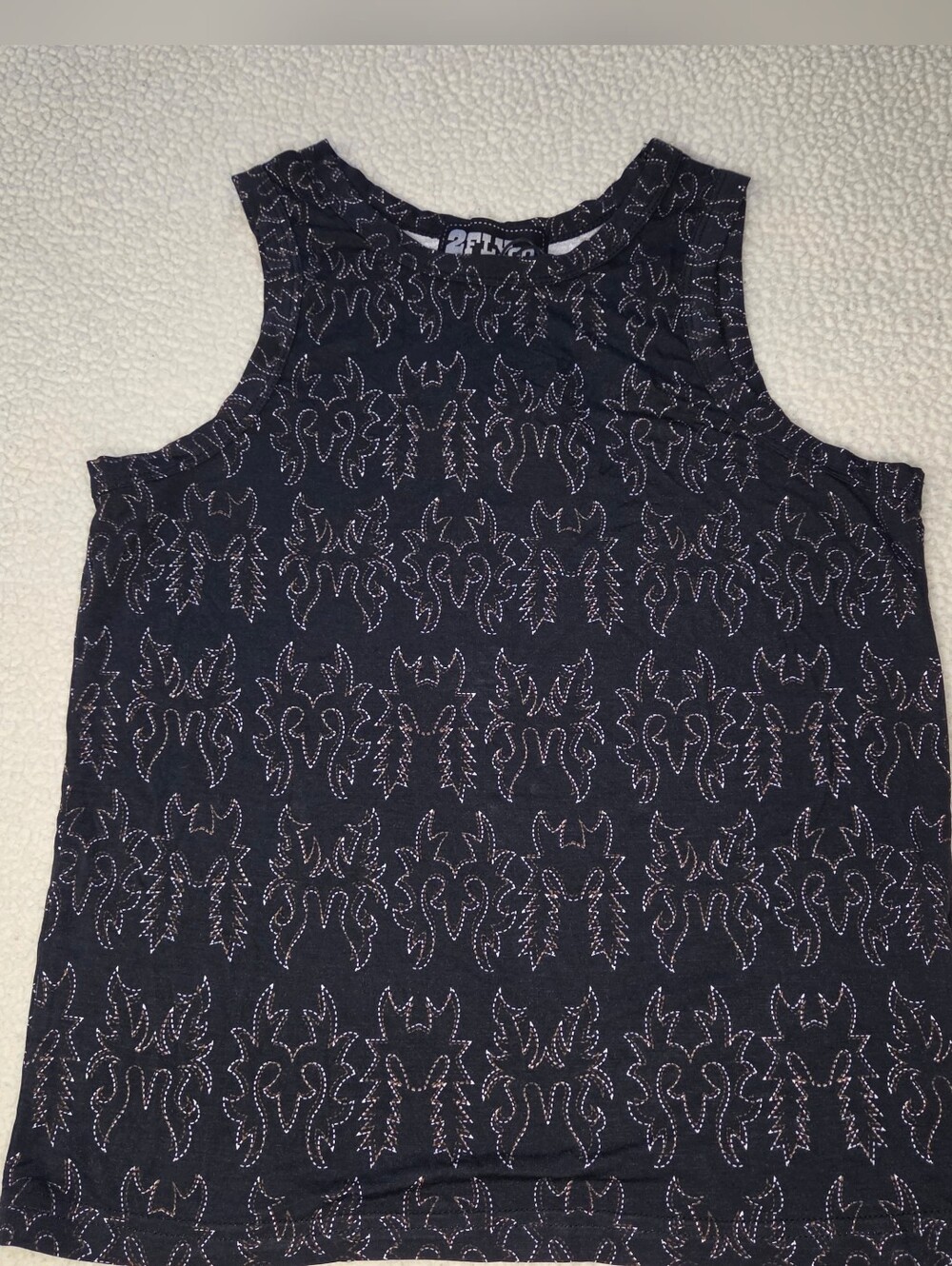 Two Fly Black Pattern Tank Top For Women By Two Fly Size Medium NWT